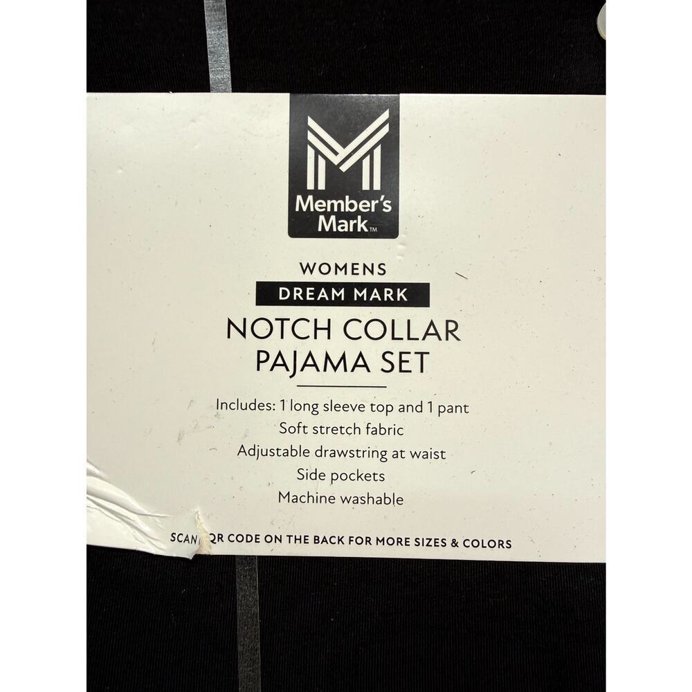 NEW Members Mark Notch Collar Pajama Set 2-Piece Women's 2XL Black Long-Sleeve - Picture 2 of 4